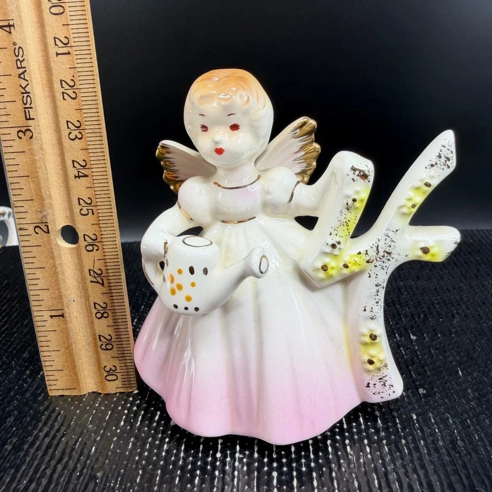 Josef Originals Birthday Angel Age 4 Figurine Pink Ombre Gold Gilt Ceramic‎ 3